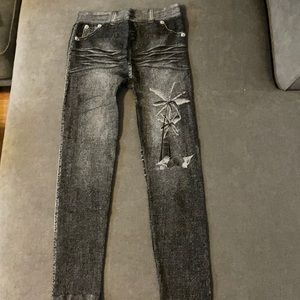 Faded Gray Denim Leggings (One Size)